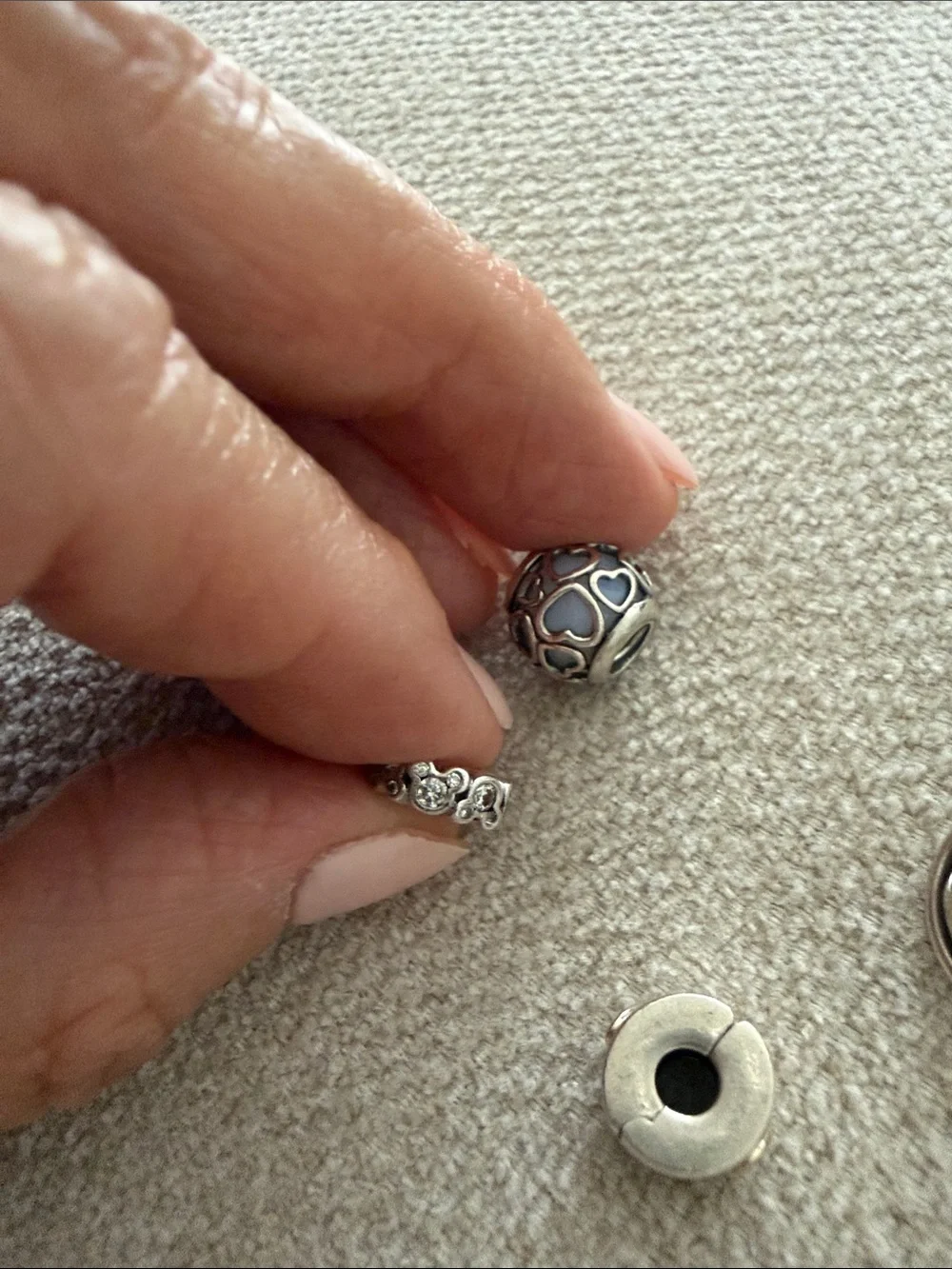 Pandora Silver and Cream Charm Bead Set
